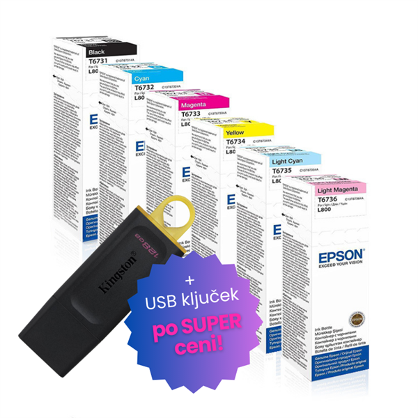 Komplet črnil Epson T673 (BK/C/M/Y/LC/LM), original + USB ključek po SUPER ceni
