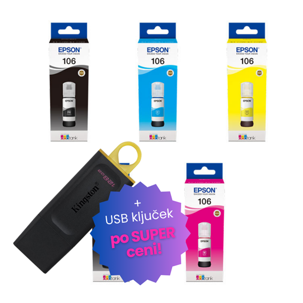 Komplet črnil Epson 106 (BK/PBK/C/M/Y), original + USB ključek po SUPER ceni