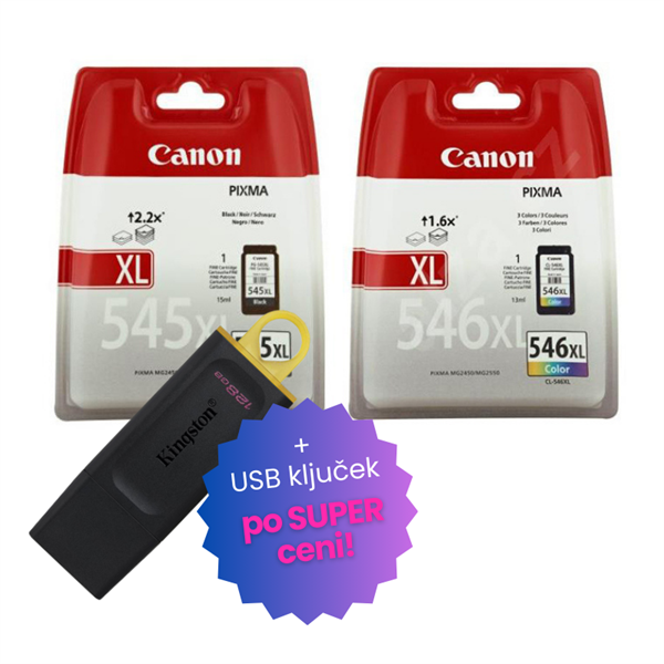 Komplet kartuš Canon PG-545XL + CL-546XL, original + USB ključek po SUPER ceni