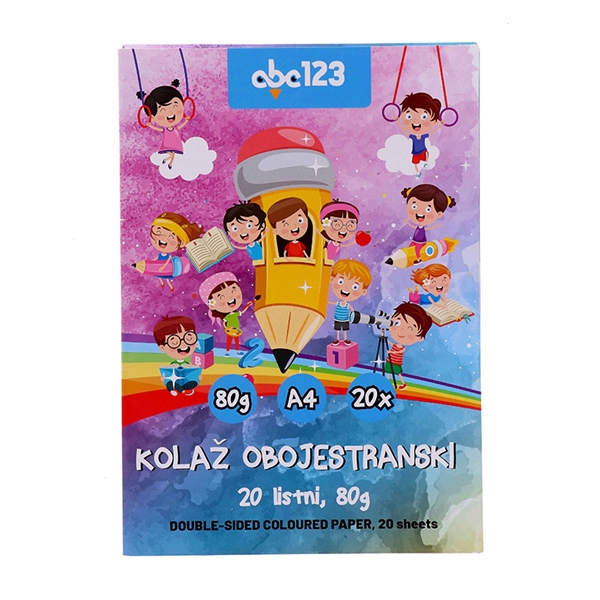 Obojestranski kolaž papir ABC123 A4, 20 listov