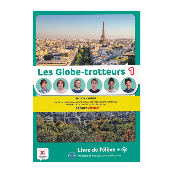 LES GLOBE-TROTTEURS 1, hibridna izdaja, učbenik s kodo za dostop do Espace virtuel