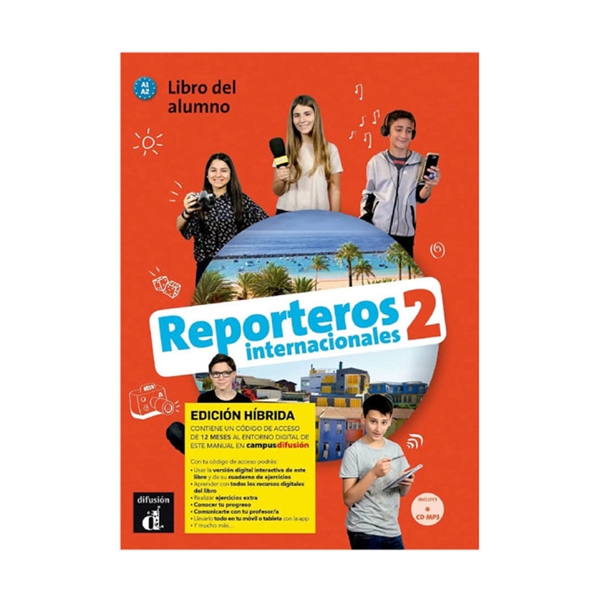 REPORTEROS INTERNACIONALES 2, hibridna izdaja, učbenik s kodo za dostop do Campus Difusión