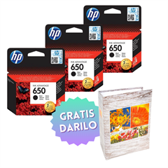 Komplet kartuš HP CZ101AE nr.650 (črna), original, 3 kosi + DARILO GRATIS