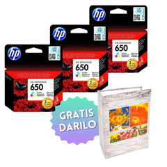 Komplet kartuš HP CZ102AE nr.650 (barvna), original, 3 kosi + DARILO GRATIS