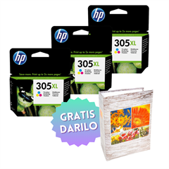 Komplet kartuš HP 3YM63AE nr.305XL (barvna), original, 3 kosi + DARILO GRATIS