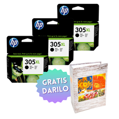 Komplet kartuš HP 3YM62AE nr.305XL (črna), original, 3 kosi + DARILO GRATIS