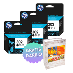 Komplet kartuš HP F6U66AE nr.302 (črna), original, 3 kosi + DARILO GRATIS