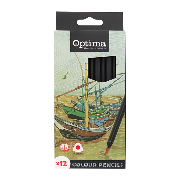 Barvice Optima Black Line, 12 kosov
