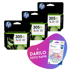 Komplet kartuš HP 3YM63AE nr.305XL (barvna), original, 3 kosi + DARILO GRATIS