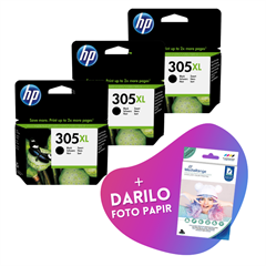 Komplet kartuš HP 3YM62AE nr.305XL (črna), original, 3 kosi + DARILO GRATIS