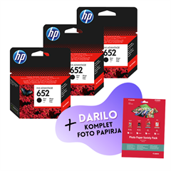 Komplet kartuš HP F6V25AE nr.652 (črna), original, 3 kosi + DARILO GRATIS