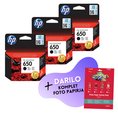 Komplet kartuš HP CZ101AE nr.650 (črna), original, 3 kosi + DARILO GRATIS