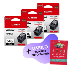 Komplet kartuš Canon PG-540L (črna), original, 3 kosi + DARILO GRATIS