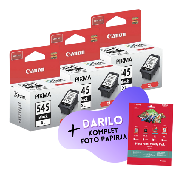 Komplet kartuš Canon PG-545 XL (črna), original, 3 kosi + DARILO GRATIS