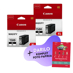 Komplet kartuš Canon PGI-1500XL BK (črna), original, 2 kosa + DARILO GRATIS