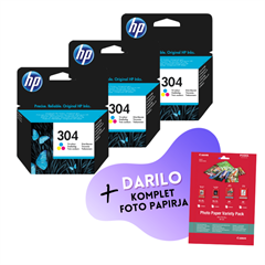 Komplet kartuš HP N9K05AE nr.304 (barvna), original, 3 kosi + DARILO GRATIS