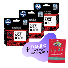 Komplet kartuš HP 3YM75AE nr.653 (črna), original, 3 kosi + DARILO GRATIS