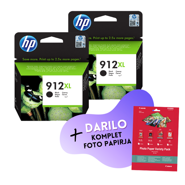 Komplet kartuš HP 3YL84AE nr.912XL (črna), original, 2 kosa + DARILO GRATIS