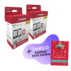 Komplet kartuš Canon PG-545 (črna) + CL-546 (barvna), original + foto papir, 2 kosa + DARILO GRATIS