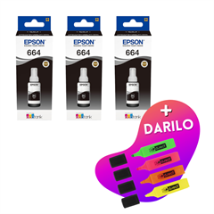 Komplet črnil za Epson C13T66414A (črna), original, 3 kosi + DARILO GRATIS