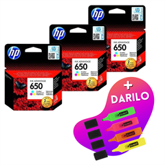 Komplet kartuš HP CZ102AE nr.650 (barvna), original, 3 kosi + DARILO GRATIS
