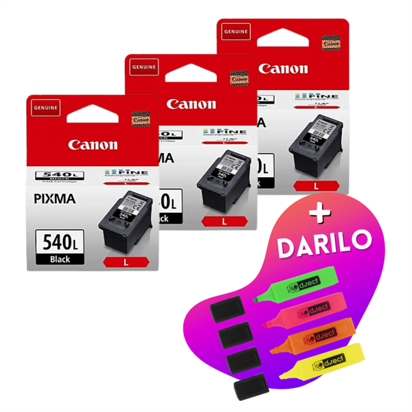 Komplet kartuš Canon PG-540L (črna), original, 3 kosi + DARILO GRATIS