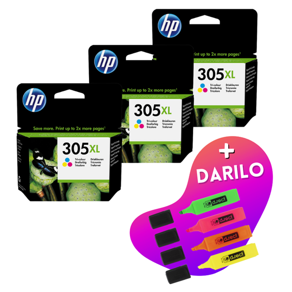 Komplet kartuš HP 3YM63AE nr.305XL (barvna), original, 3 kosi + DARILO GRATIS