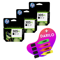 Komplet kartuš HP 3YM62AE nr.305XL (črna), original, 3 kosi + DARILO GRATIS