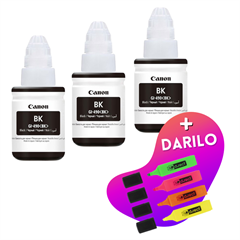 Komplet črnil za Canon GI-490 (0663C001AA) (G1400/2400/3400) (črna), original, 3 kosi + DARILO GRATIS