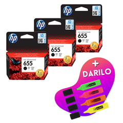 Komplet kartuš HP CZ109AE nr.655 (črna), original, 3 kosi + DARILO GRATIS