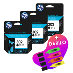 Komplet kartuš HP F6U66AE nr.302 (črna), original, 3 kosi + DARILO GRATIS