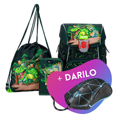 Prvošolski set ABC123 Zeleni Dino (4-delni) z LED zaponko + DARILO