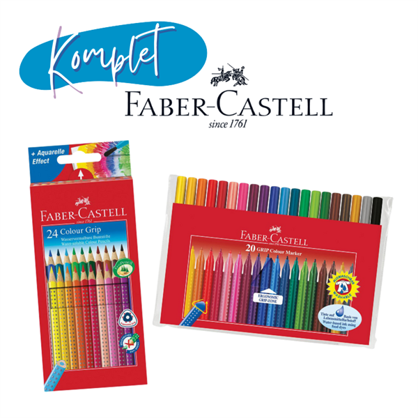 Šolski komplet pisal Faber-Castell GRIP, 24 + 20 kosov