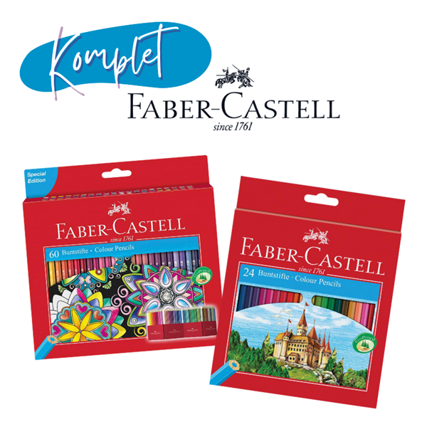 Šolski komplet barvic Faber-Castell Grad, 60 + 24 kosov