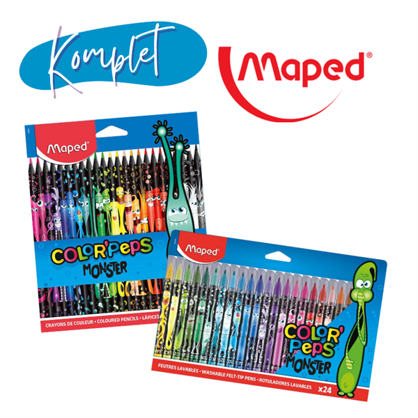 Šolski komplet Maped Monster, 24 + 24 kosov