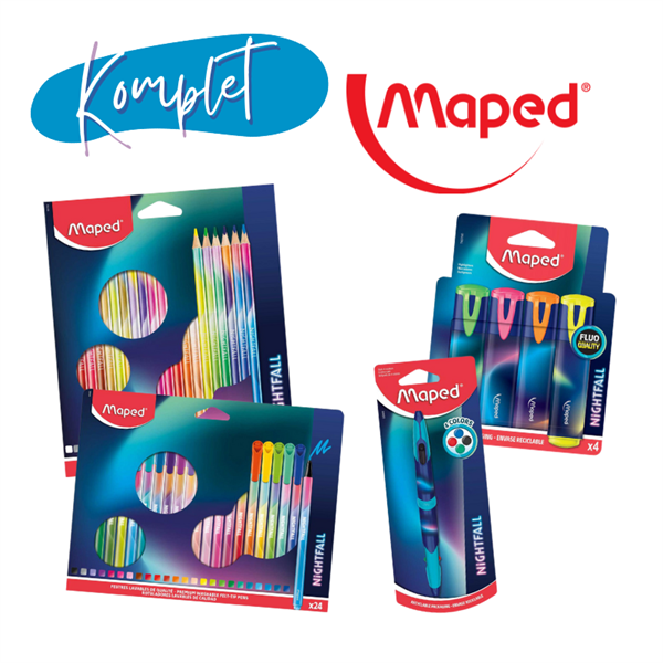 Šolski komplet Maped Nightfall, 4 + 4 + 24 + 24 kosov
