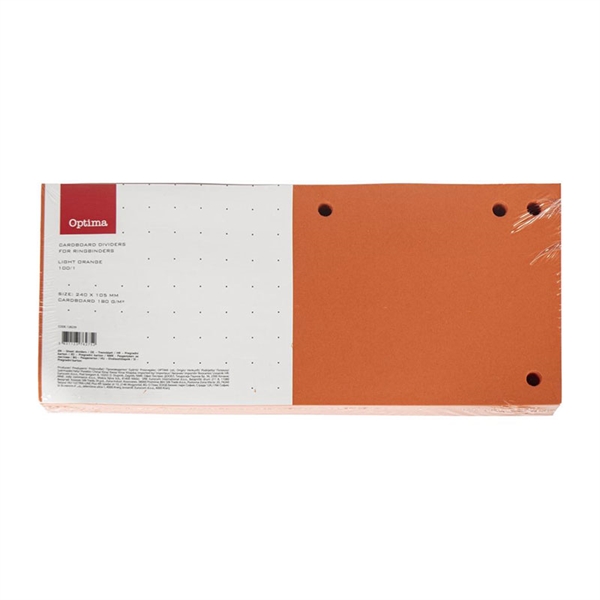 Pregradni karton Optima 240 x 105 mm, 100 kosov, oranžna