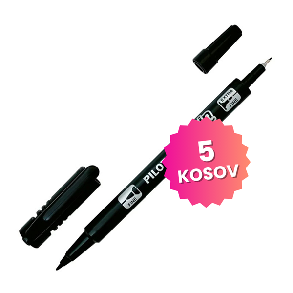 Komplet markerjev Pilot Twin BG (črna), 5 kosov