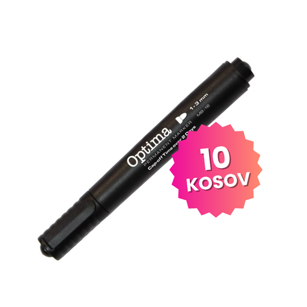 Komplet markerjev Optima Permanent (črna), 10 kosov