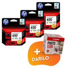 Komplet kartuš HP CZ102AE nr.650 (barvna), original, 3 kosi + DARILO GRATIS