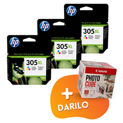 Komplet kartuš HP 3YM63AE nr.305XL (barvna), original, 3 kosi + DARILO GRATIS