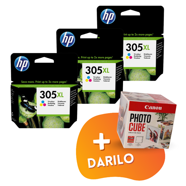 Komplet kartuš HP 3YM63AE nr.305XL (barvna), original, 3 kosi + DARILO GRATIS