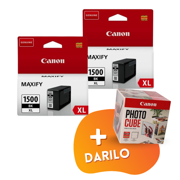 Komplet kartuš Canon PGI-1500XL BK (črna), original, 2 kosa + DARILO GRATIS