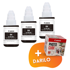 Komplet črnil za Canon GI-490 (0663C001AA) (G1400/2400/3400) (črna), original, 3 kosi + DARILO GRATIS