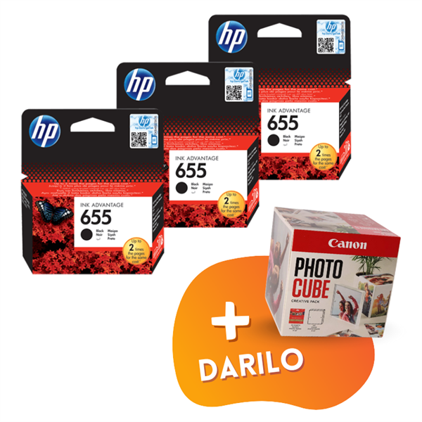 Komplet kartuš HP CZ109AE nr.655 (črna), original, 3 kosi + DARILO GRATIS