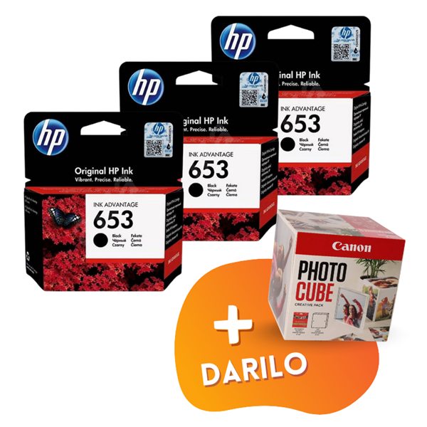 Komplet kartuš HP 3YM75AE nr.653 (črna), original, 3 kosi + DARILO GRATIS