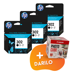 Komplet kartuš HP F6U66AE nr.302 (črna), original, 3 kosi + DARILO GRATIS