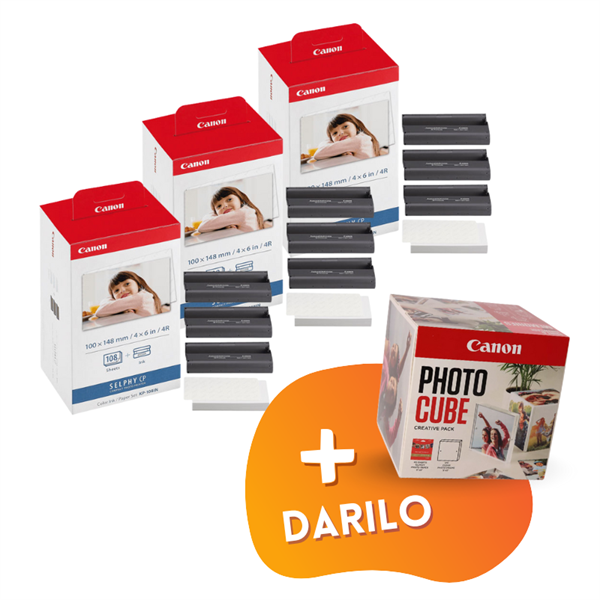 Komplet kartuš + foto papir Canon KP-108IN, original, 3 kosi + DARILO GRATIS