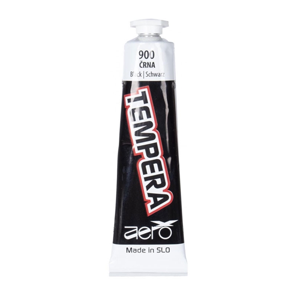 Tempera barva Aero, v tubi, 900 črna, 42 ml