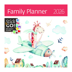 Stenski koledar – družinski planer 2026, z nalepkami